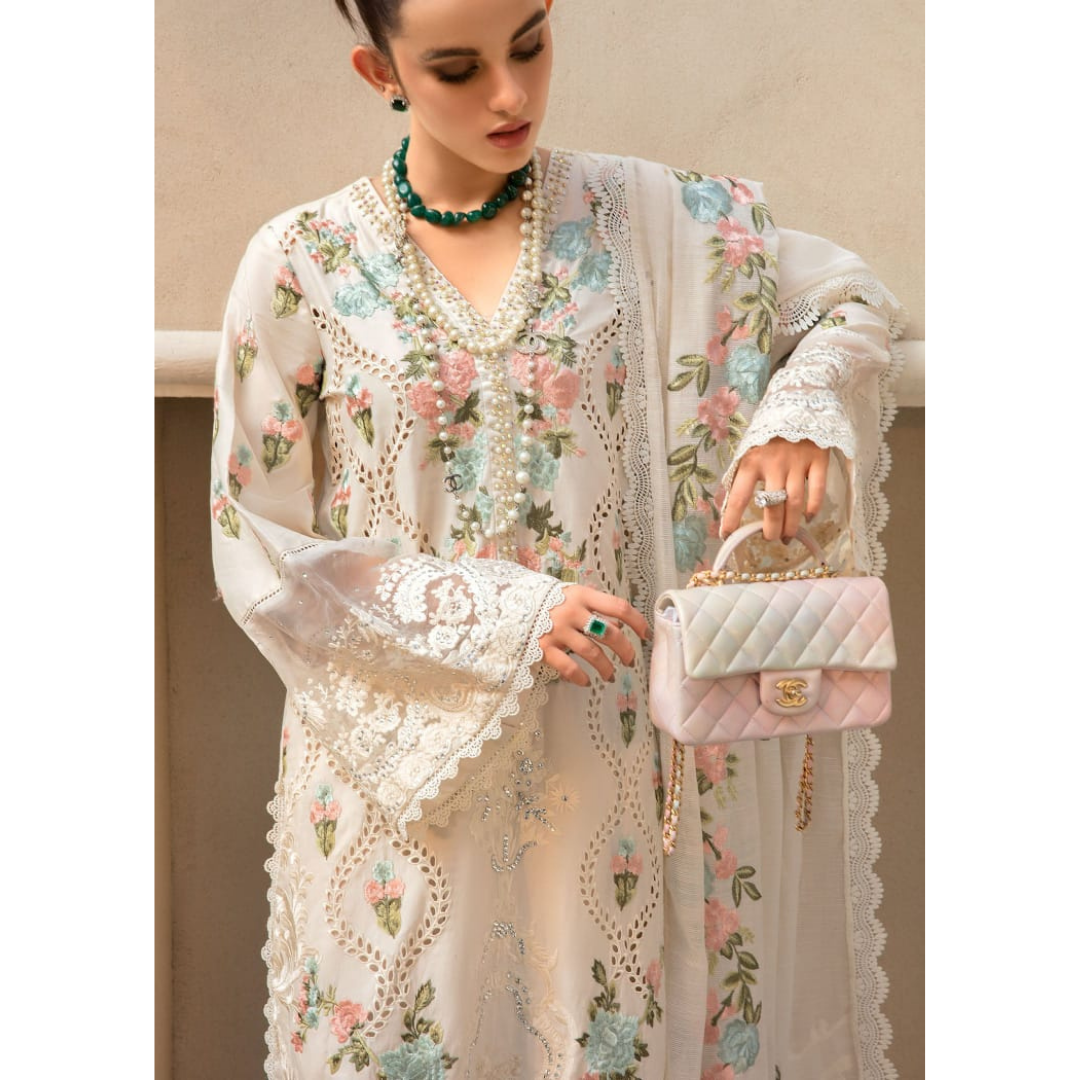 3 Piece – Unstitched Premium Cotton Lawn -MSXANF57