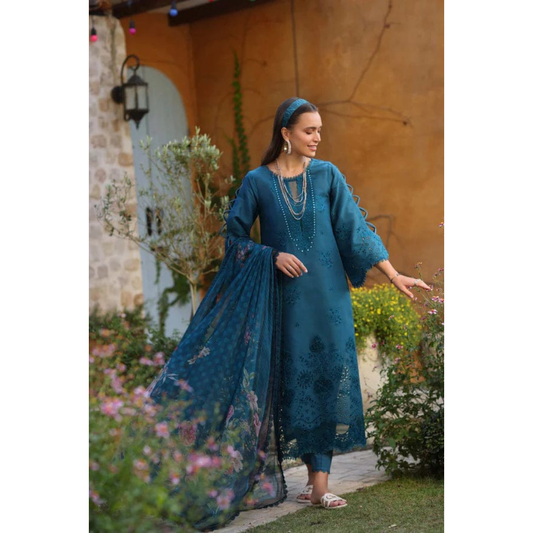 3 Piece – Unstitched Premium Chikankari- ROSXANF18