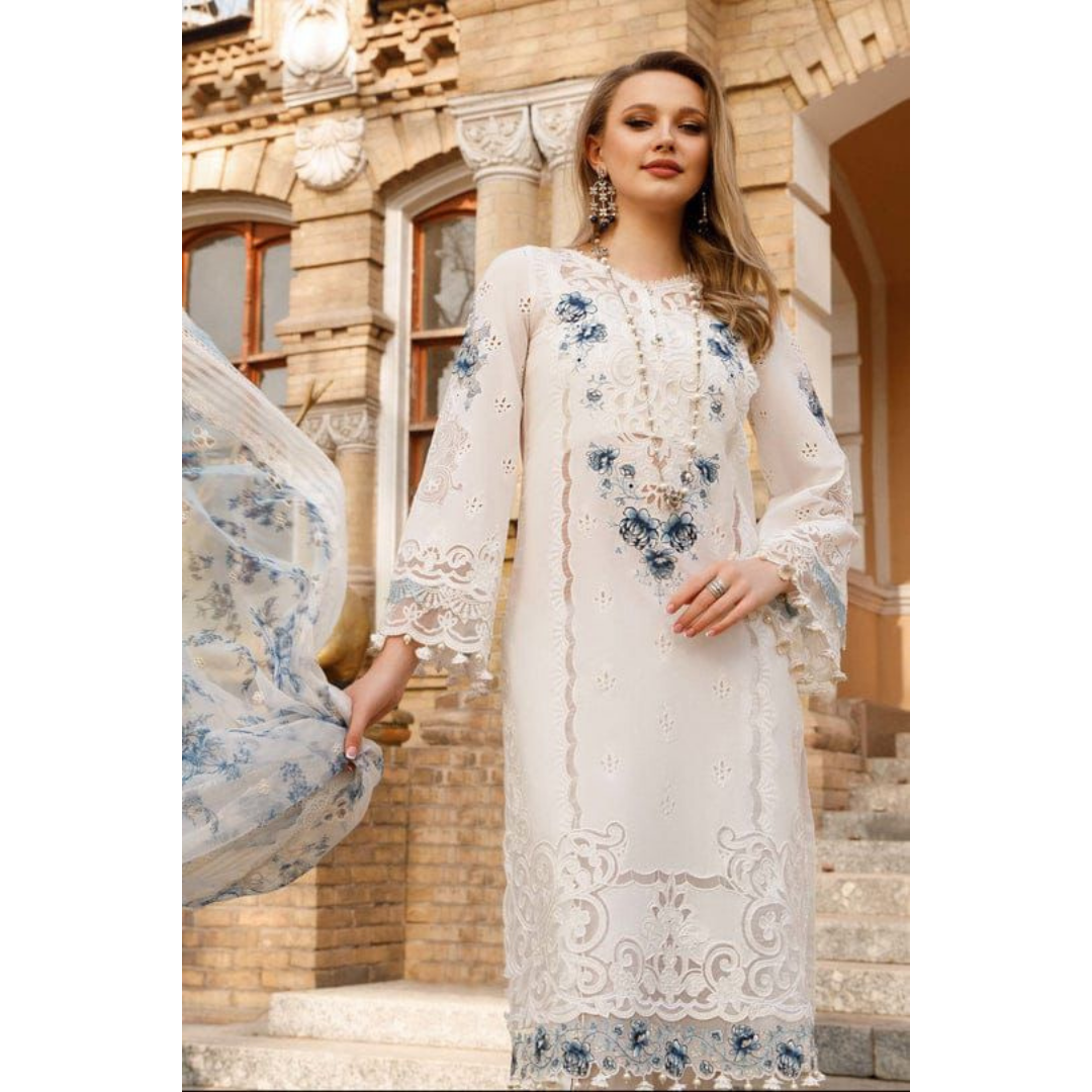 3 Piece – Unstitched Premium Cotton Lawn -MSXANF59