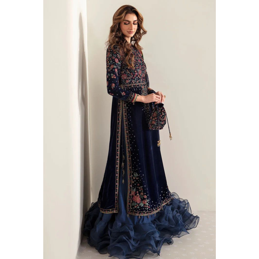 3 Piece- Velvet Embroidered Suit-AHXANF39