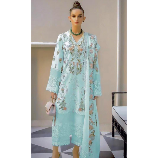 3 Piece – Unstitched Premium Cotton Lawn -MSXANF78