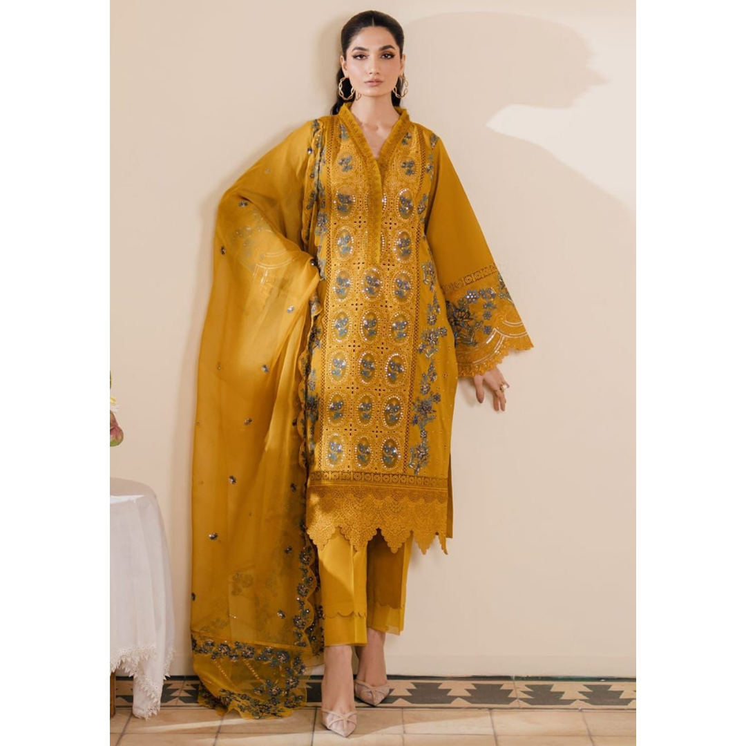 3 Piece – Unstitched Premium Cotton Lawn -MSXANF39