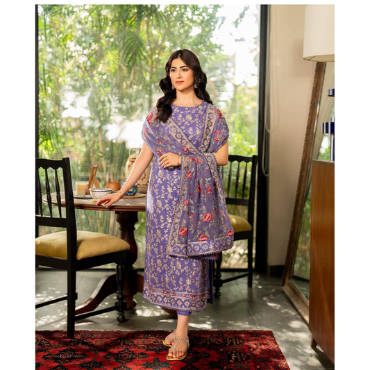 3 Piece – Unstitched Premium  Embroidered  Lawn- AAXANF27
