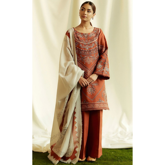3 Piece – Unstitched Premium  Embroidered  Lawn- AAXANF24