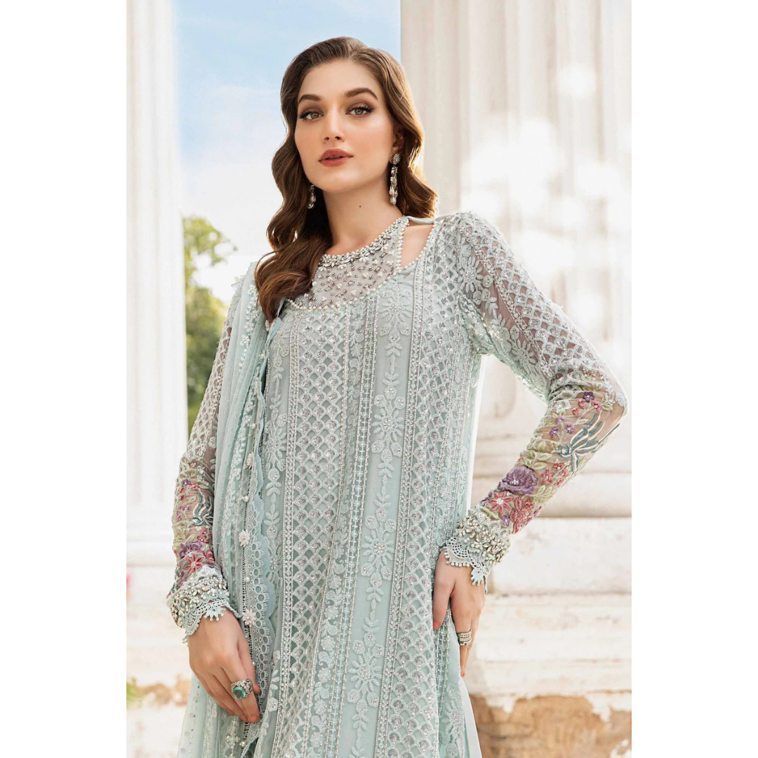 3 Piece- Sequins Chiffon Embroidered Suit-AHXANF3